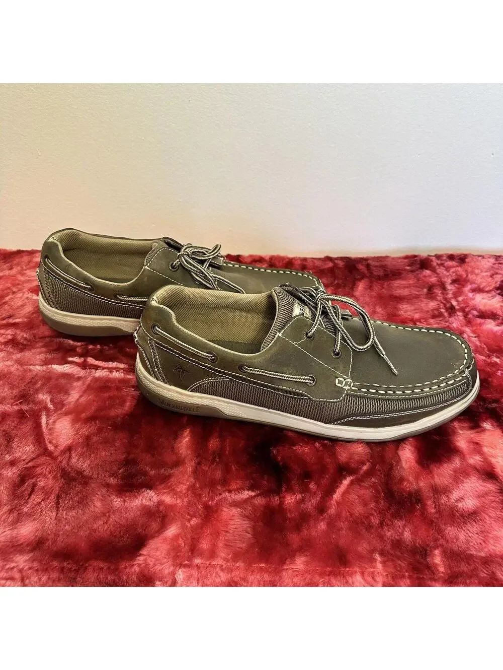 Margaritaville Men's Anchor Lace Up Shoes Sz 12 Brown Leather Deck Loafer #0158
